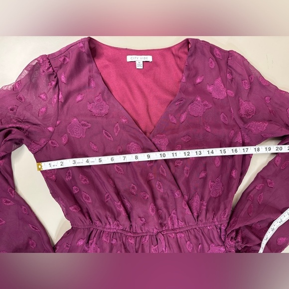 Fall Whimsigoth Lined Mini Dress with Cinched Waist Glitter Rose Mesh Medium - Picture 6 of 14